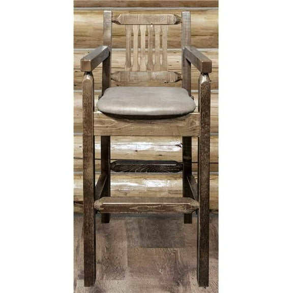 Homestead Collection Counter Height Captains Barstool - Buckskin Upholstery, Stain & Lacquer Finish