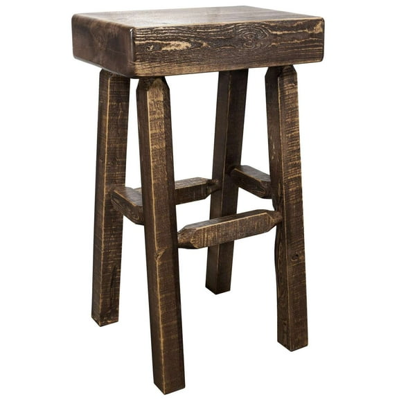 Homestead Collection Counter Height Half Log Barstool, Stain & Lacquer Finish