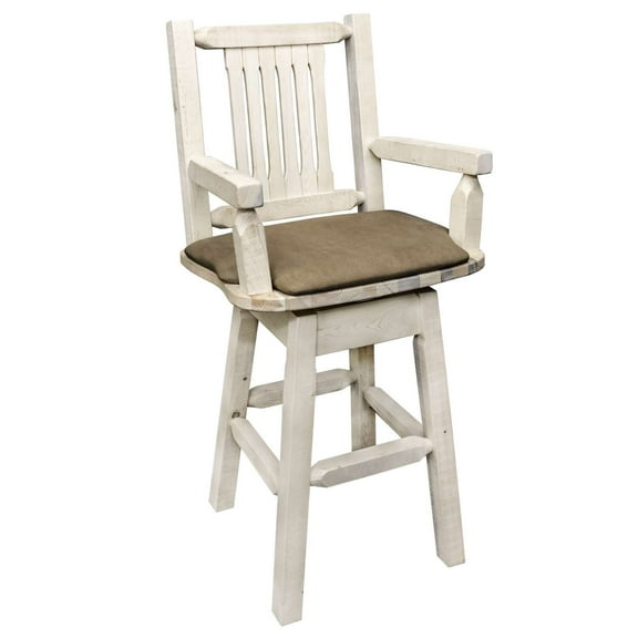 Homestead Collection Counter Height Swivel Captain's Barstool - Buckskin Upholstery, Ready to Finish
