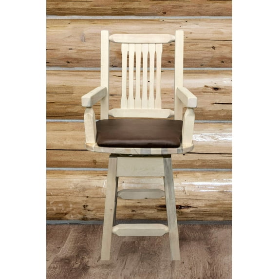 Homestead Collection Counter Height Swivel Captain's Barstool - Saddle Upholstery, Ready to Finish