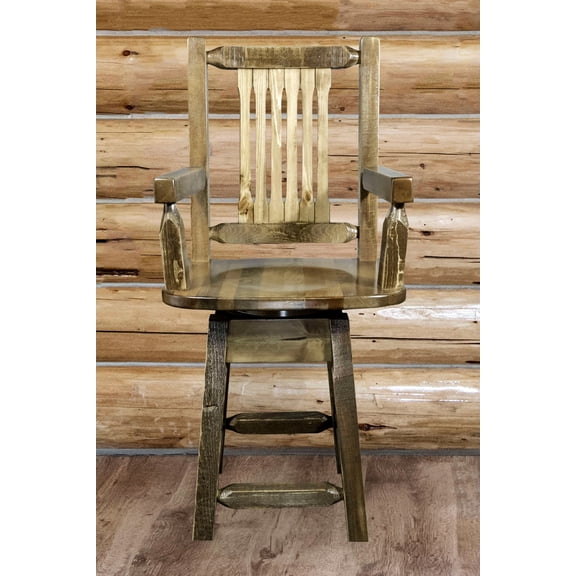 Homestead Collection Counter Height Swivel Captain's Barstool, Stain & Lacquer Finish