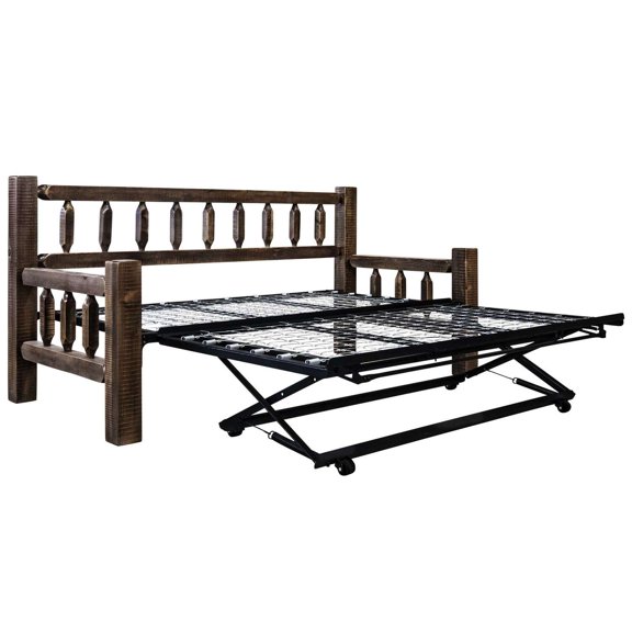 Homestead Collection Day Bed w/ Pop Up Trundle Bed, Stain & Clear Lacquer Finish