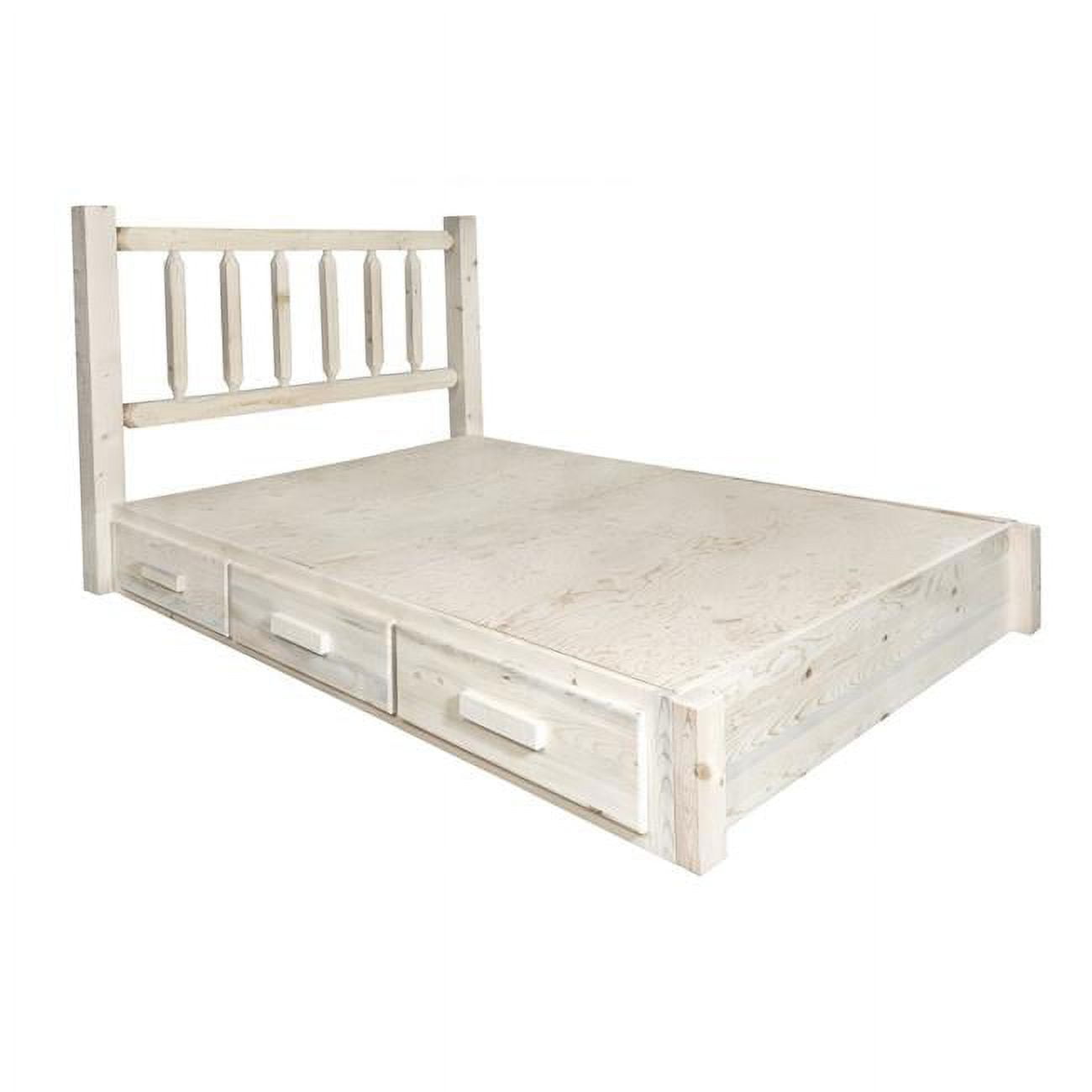 Rustic Homestead Pine Full Platform Bed with Storage Drawers