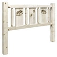 thumbnail image 1 of Homestead Collection King Headboard w/ Laser Engraved Moose Design, Clear Lacquer Finish, 1 of 5