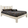 thumbnail image 1 of Homestead Collection King Size Platform Bed with Laser Engraved Bronc Design, Clear Lacquer Finish, 1 of 1