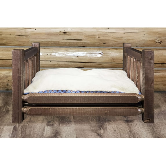 Homestead Collection Large Pet Bed w/ 30x40 Mattress, Stain & Clear Lacquer Finish