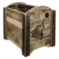 thumbnail image 1 of Homestead Collection Magazine Rack w/ Laser Engraved Wolf Design, Stain & Clear Lacquer Finish, 1 of 9
