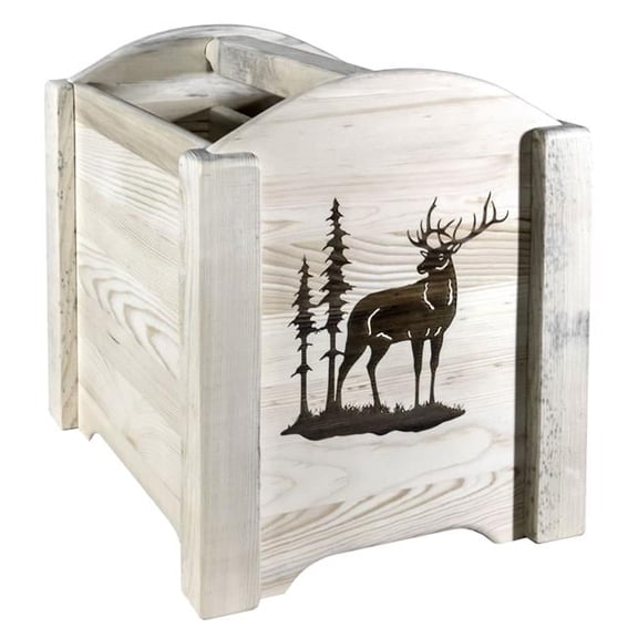 Homestead Collection Magazine Rack with Laser Engraved Elk Design