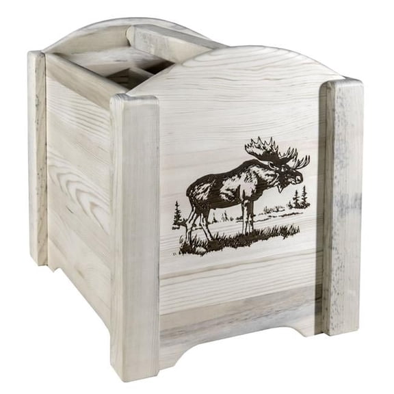 Homestead Collection Magazine Rack with Laser Engraved Moose Design