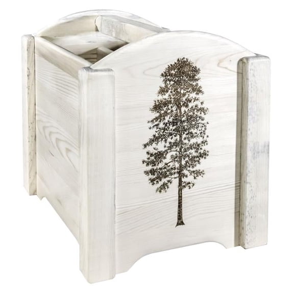 Homestead Collection Magazine Rack with Laser Engraved Pine Design