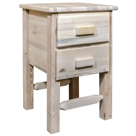 Homestead Collection Nightstand with 2 Drawers, Clear Lacquer Finish
