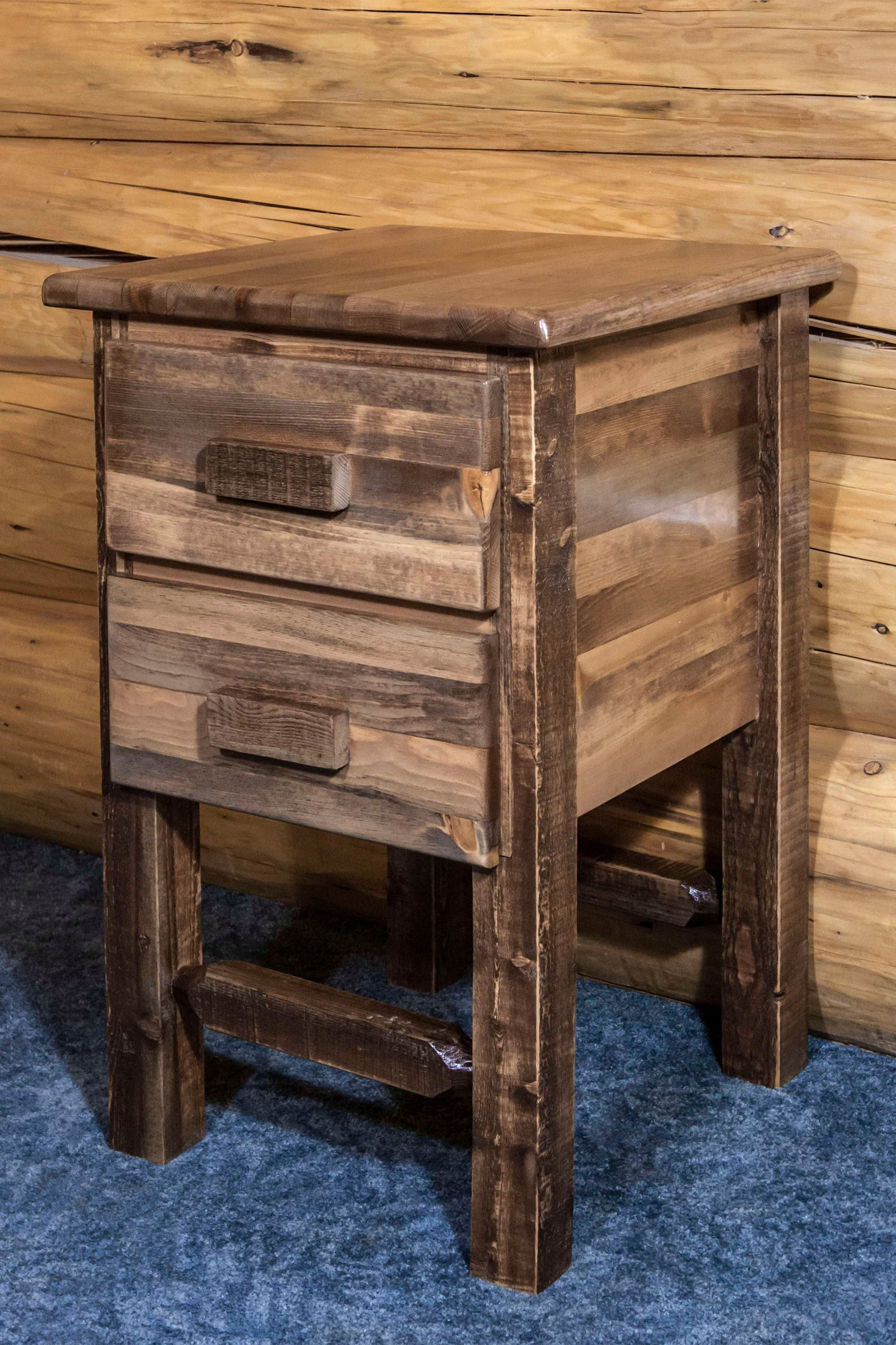 Rustic Homestead Solid Wood and Metal 2-Drawer Nightstand - Early American Finish