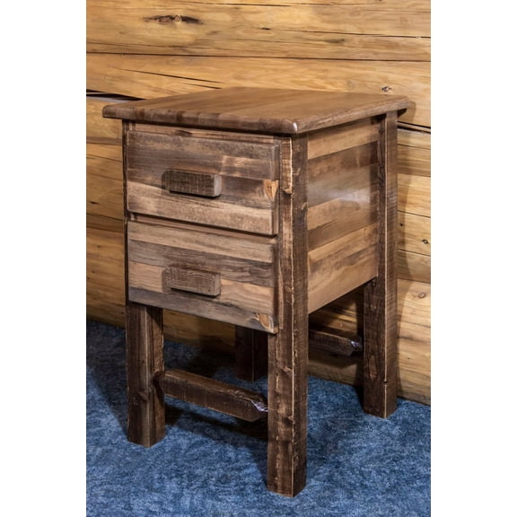 Homestead Collection Nightstand with 2 Drawers, Stain & Clear Lacquer Finish