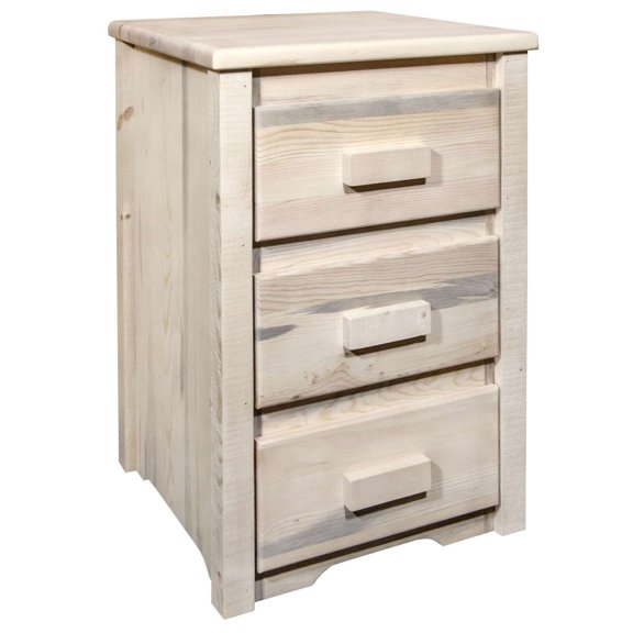 Homestead Collection Nightstand with 3 Drawers, Clear Lacquer Finish