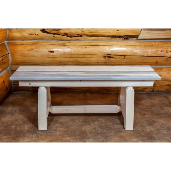 Homestead Collection Plank Style Bench, Clear Lacquer Finish, 45 Inch