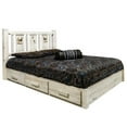 thumbnail image 1 of Homestead Collection Platform Bed w/ Storage, Queen w/ Laser Engraved Elk Design, Ready to Finish, 1 of 7