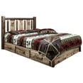 thumbnail image 1 of Homestead Collection Platform Bed w/ Storage, Queen w/ Laser Engraved Elk Design, Stain & Clear Lacquer Finish, 1 of 8