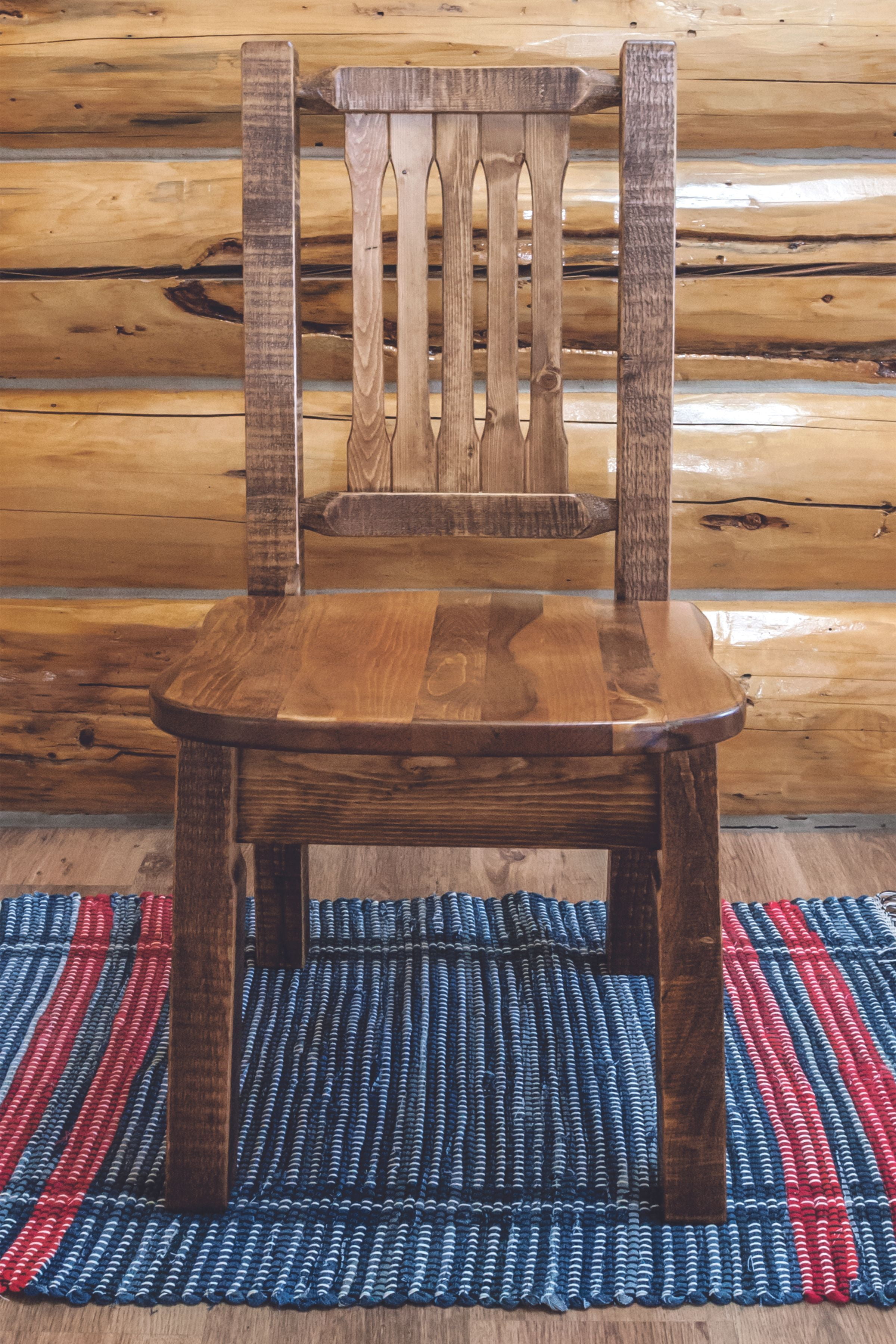 Early American Stained Wood High-Back Slat Side Chair