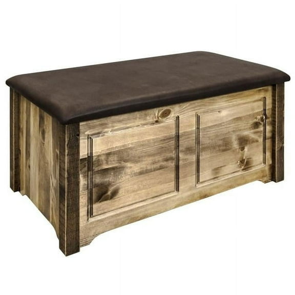 Homestead Collection Small Blanket Chest, Saddle Upholstery, Stain & Lacquer Finish