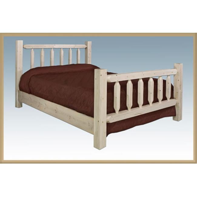 Rustic Twin Brown Pine Wood Panel Bed with Headboard