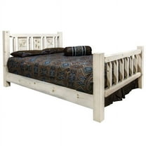 Homestead Collection Twin Bed w/ Laser Engraved Bear Design, Ready to Finish