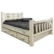 Homestead Collection Twin Storage Bed w/ Laser Engraved Bronc Design, Ready to Finish