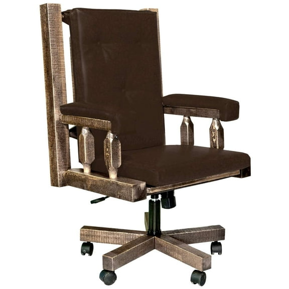 Homestead Collection Upholstered Office Chair, Stain & Clear Lacquer Finish