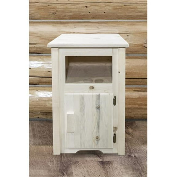 Homestead End Table with Door Right Hinged, Clear Lacquer