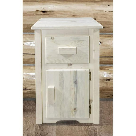 Homestead End Table with Drawer & Door Right Hinged, Clear Lacquer