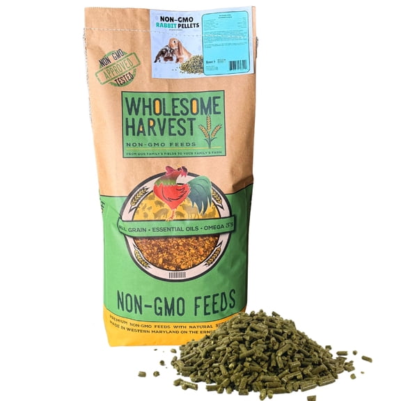 Wholesome Harvest's Non-GMO Rabbit Pellets for Growing and Mature Rabbits, 40 lbs