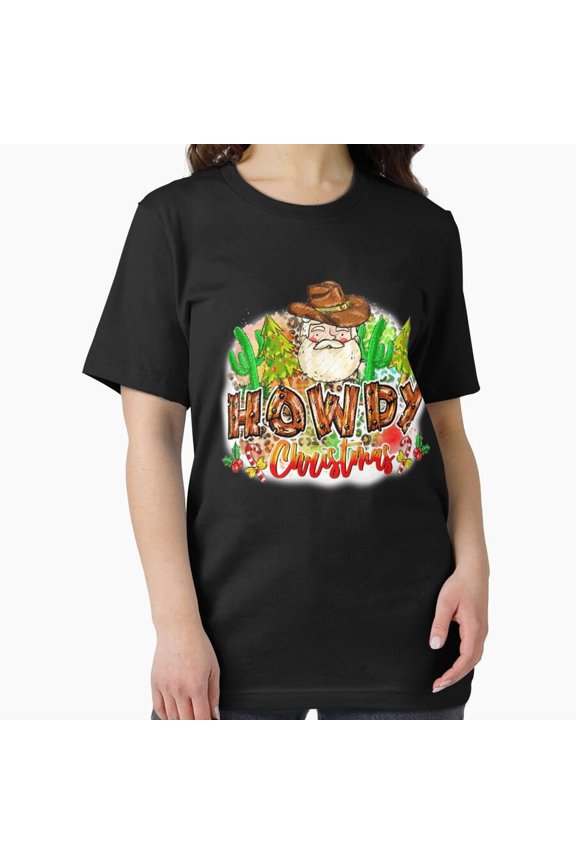 Homestead Howdy Holiday Icon Western Frontier Christmas Artwork Unisex T-Shirt, up to size 5XL