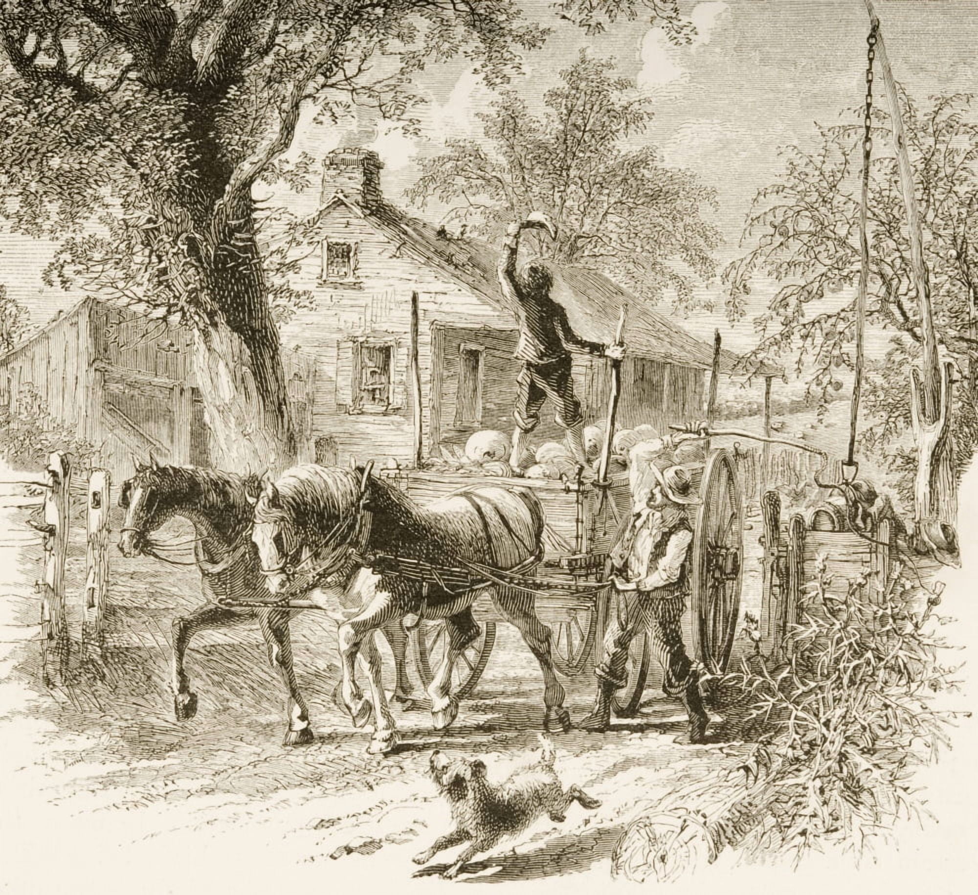 Homestead In Kansas In 1870S From American Pictures Drawn With Pen And Pencil By Rev Samuel Manning Circa 1880 Canvas Art - Ken Welsh  Design Pics (28 x 26)