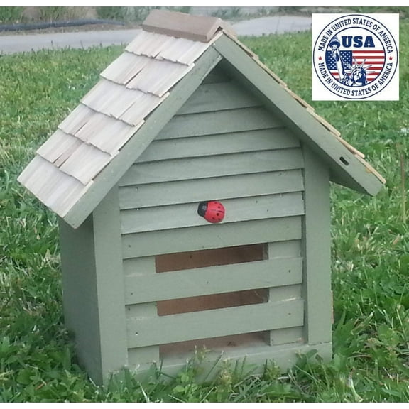 Homestead Ladybug House (Sage), 10", Bird Houses by Mark, Made in USA