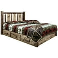 thumbnail image 1 of Homestead Platform Bed with Storage & Laser Engraved Elk Design, Stain & Clear Lacquer - Twin Size, 1 of 1