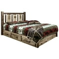 thumbnail image 1 of Homestead Platform Bed with Storage & Laser Engraved Pine Design, Stain & Clear Lacquer - California King Size, 1 of 1