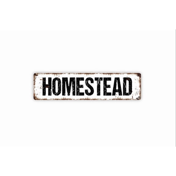 Homestead Sign Rustic Custom Metal Aluminum Sign Rustic Street Sign or Door Name Plate Plaque - Size: 16 x 4 Inches