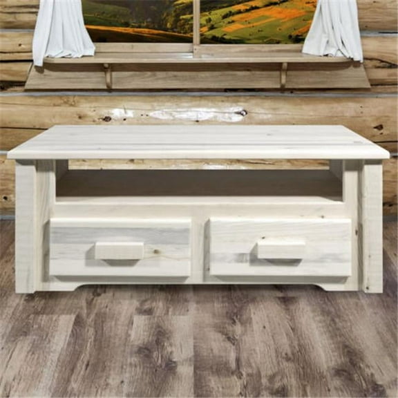 Homestead Two Drawer Sitting Chest Entertainment Center - Clear Lacquer