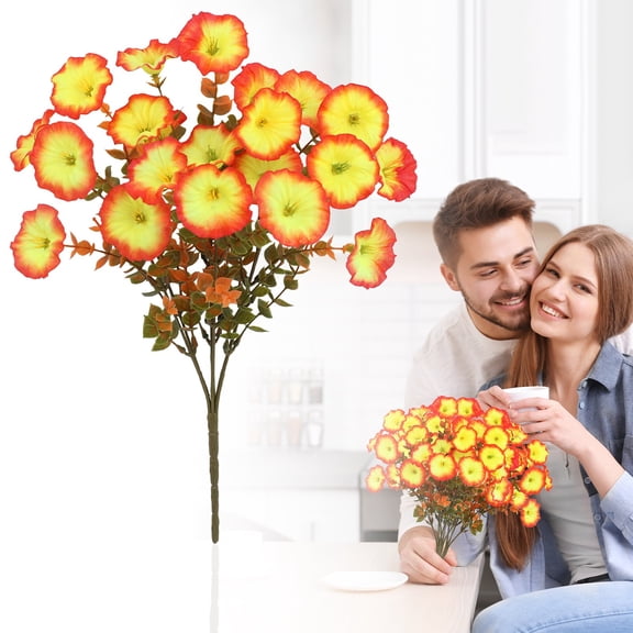 Homesteed 13.78x7.87in Artificial Flowers for Outdoors Fake Mums Plants UV Resistant Fall Flowers for Porch Garden Window Box Planter Home Outside Decor