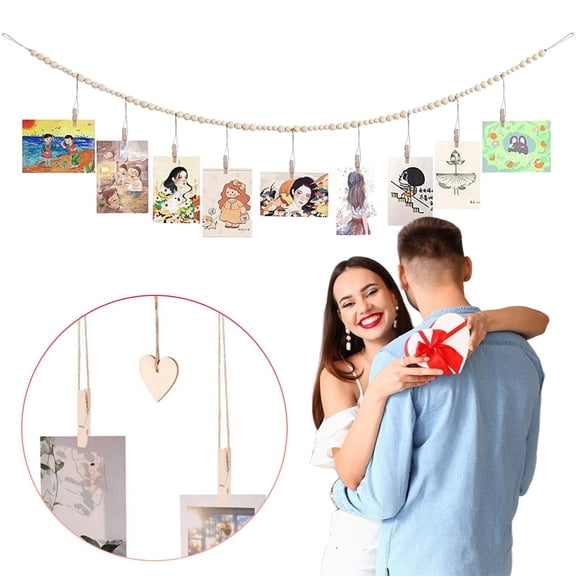 Homesteed 145*70 Hanging Photo Display with Clips Photo Wall Decor String for Pictures Display Instant Photo Hanging for Home Dormitory and Cafe