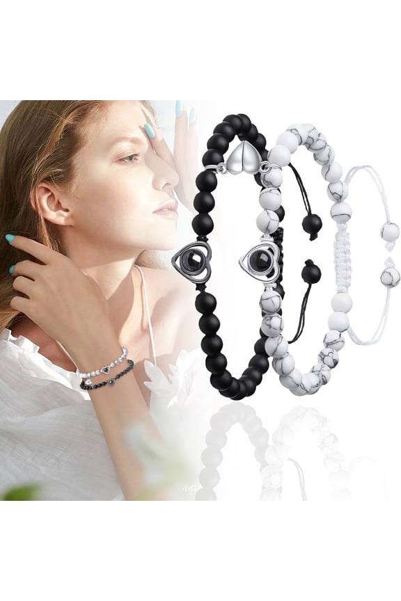 2pc Matching Bracelets for Couples Adjustable His and Her Relationship Jewelry Gift for Partners
