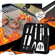 Homesteed 3pc Grill Accessories BBQ Tool Set Grilling Utensils Kit Barbecue Cooking Tools with Portable Case for Outdoor Kitchen Party Gift