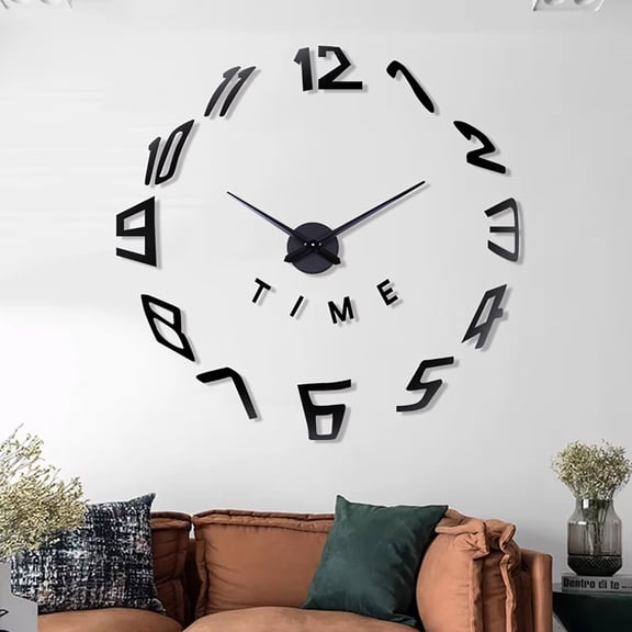 Homesteed 47.24in Modern 3D DIY Wall Clock Large Frameless Number Art Clock Battery Operated Silent Quartz Movement for Living Room Office Decor