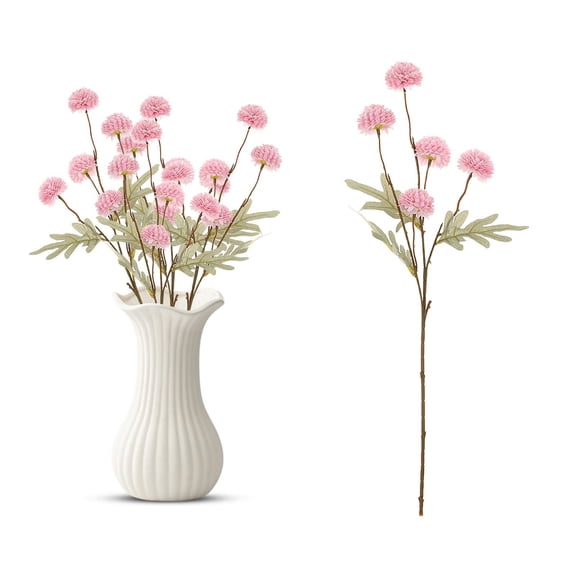 Homesteed 50*20 Artificial Flowers Faux Flowers Silk Flowers for Home Decor Indoor Autumn Potted Chrysanthemum Dandelion Flower Arrangement
