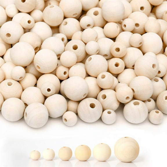 Homesteed 500pc Unfinished Wooden Beads for Crafts Macrame Supplies Loose Wood Craft Beads for DIY Jewelry Making Garland and Home Decor