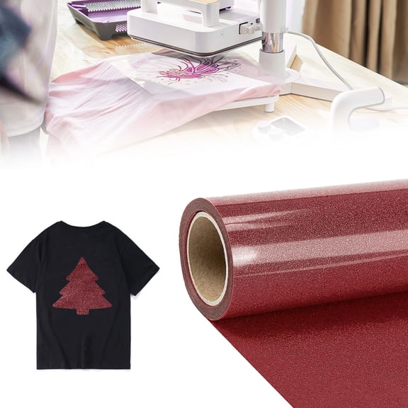 Homesteed 9.84x118.11in Heat Transfer Vinyl Glitter Iron on Vinyl for T Shirts HTV Vinyl Roll for All Cutter Machines Easy to Cut and Weed for DIY Design