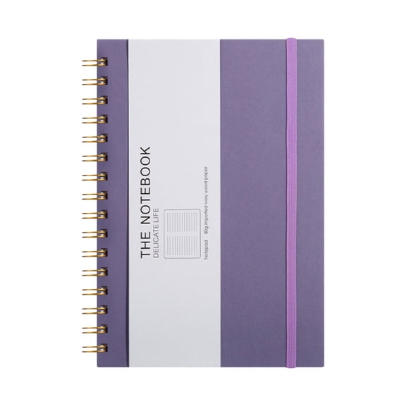 Homesteed A5 Hardcover Notebook 200 Pages Thick Paper Spiral Journal for Work Purple Wirebound Notebook for Daily Planning