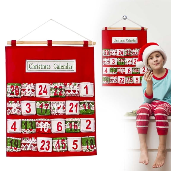 Homesteed Advent Calendar Ramadan Countdown Calendar Interactive Seasonal Fabric Wall Hanging with Stuffed Ornaments for Xmas Holiday Decor