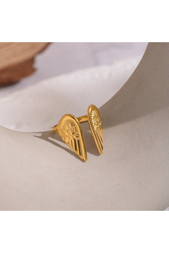 Angel Wing Open Ring Adjustable Aesthetic Jewelry For Women Celestial Style Gift For Her