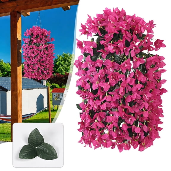 Homesteed Artificial Bougainvillea Hanging Flowers Outdoor Faux Trailing Vines Realistic Fake Plants for Porch Patio Garden Home Decor