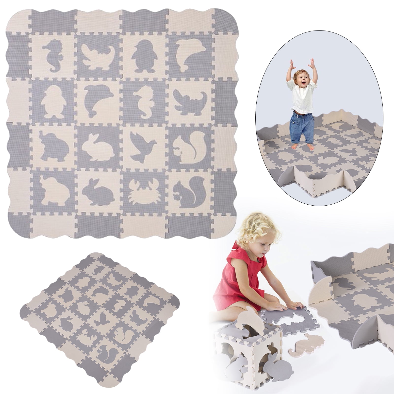 Homesteed Baby Play Mat Puzzle Floor Mats for Infants Toddlers Tummy Time Anti Slip Cushion Playroom Activity Crawling Area
